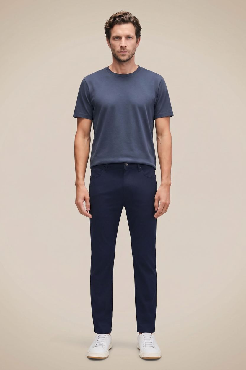 Calca 5 Pockets Slim Tech, cor MARINHO