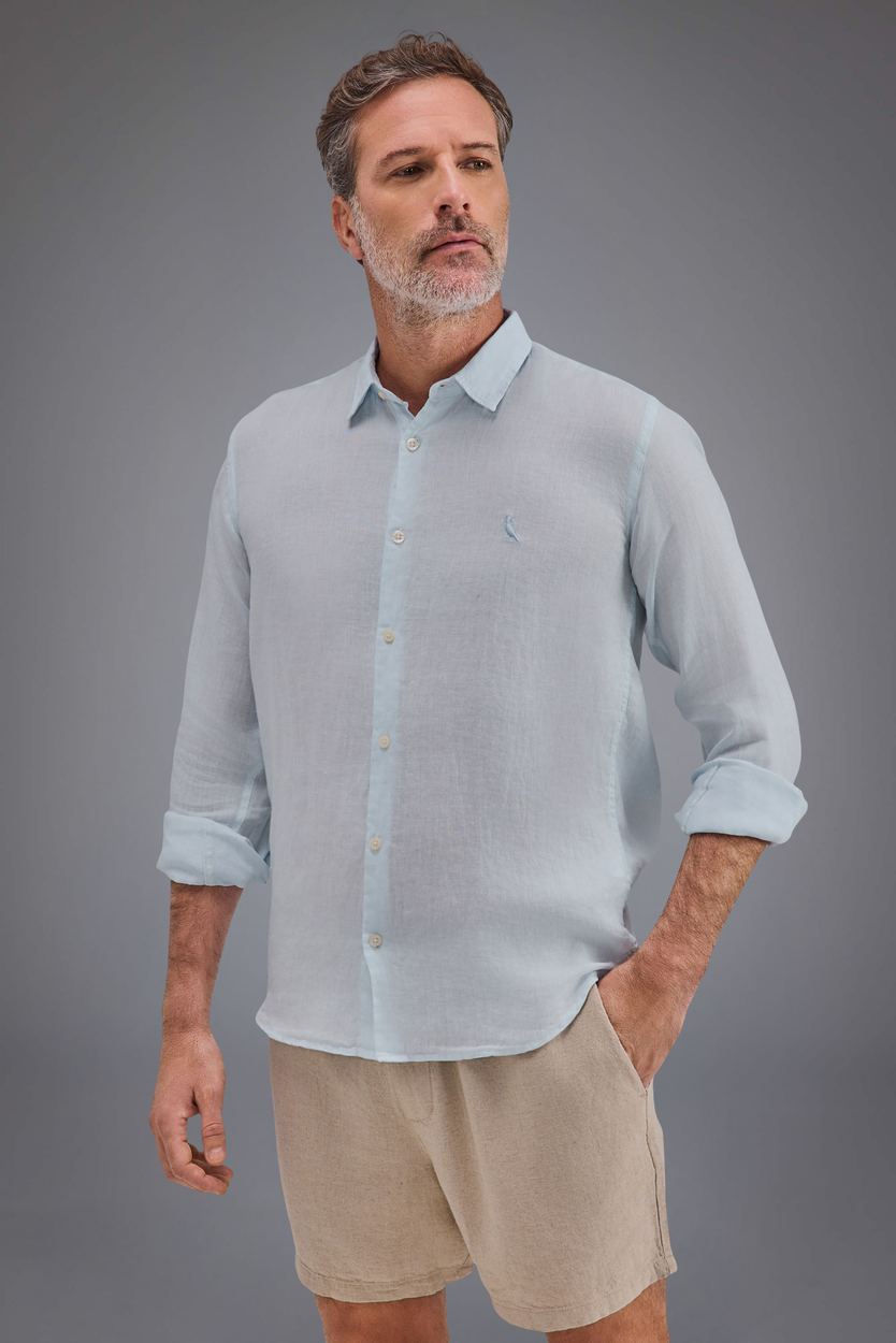 Camisa Linho Praia, cor AZUL CLARO