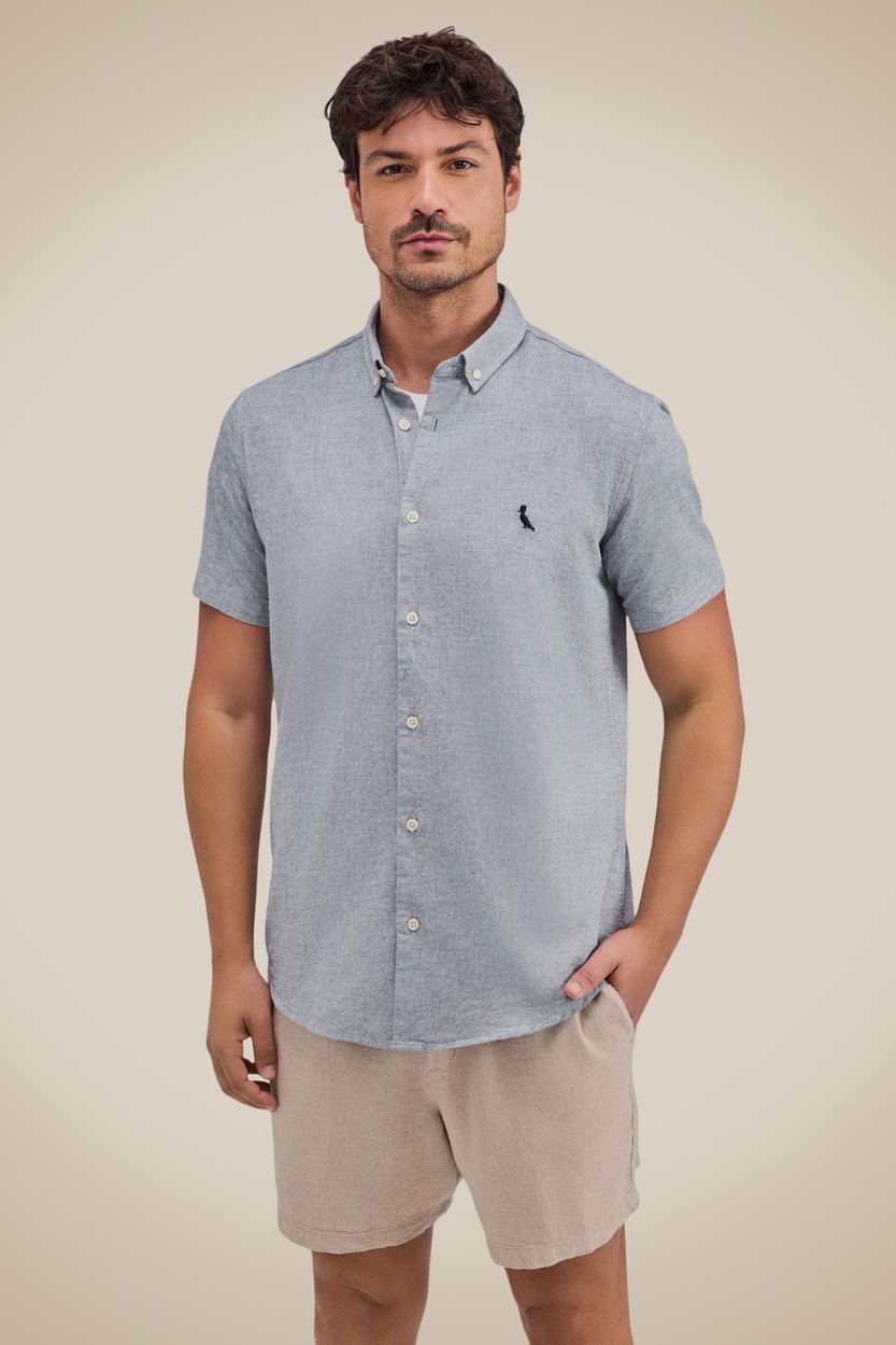 Camisa Mc Pf Oxford Color, cor MARINHO