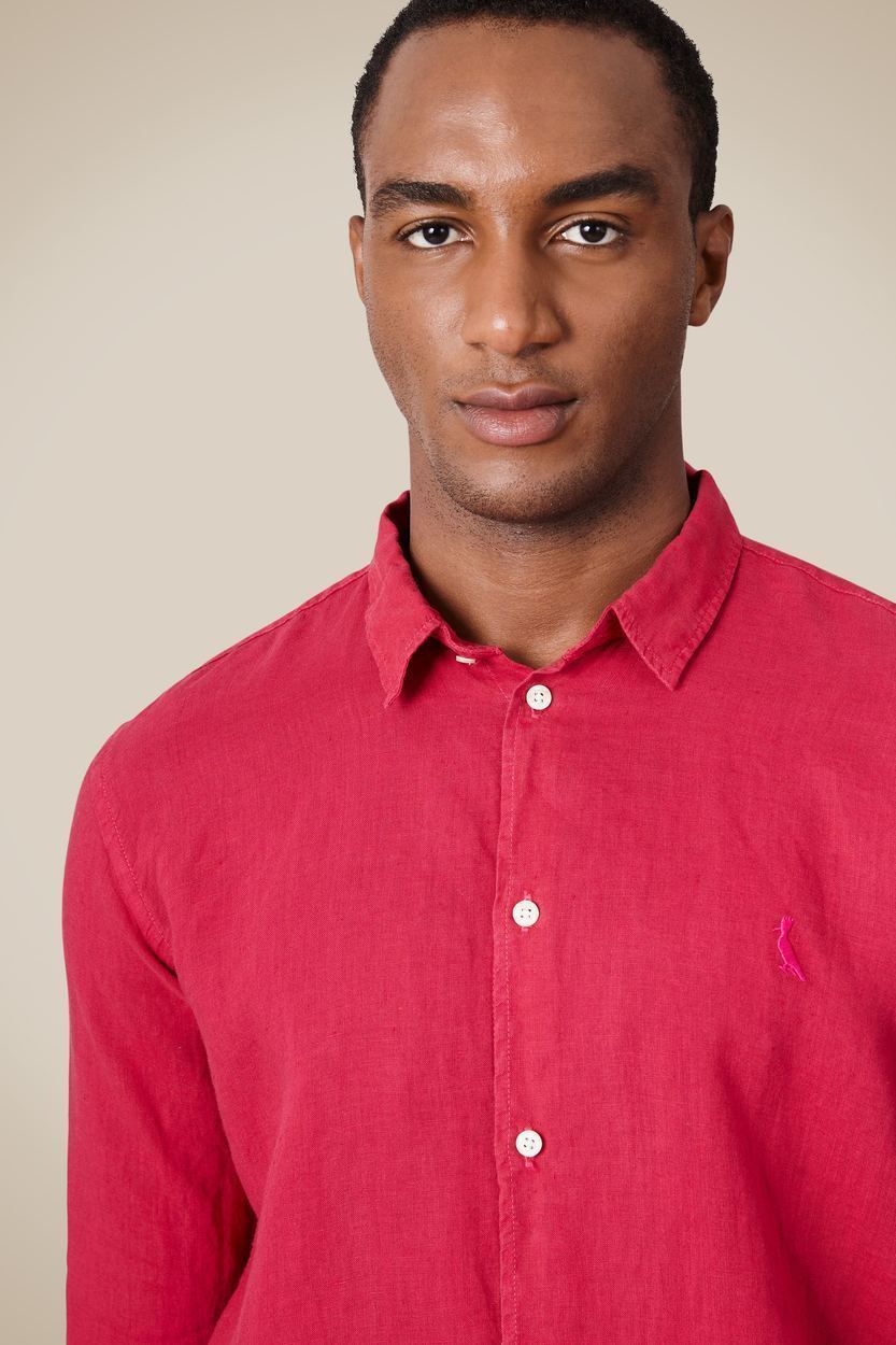 Camisa Ml Linho Tinturado, cor MAGENTA