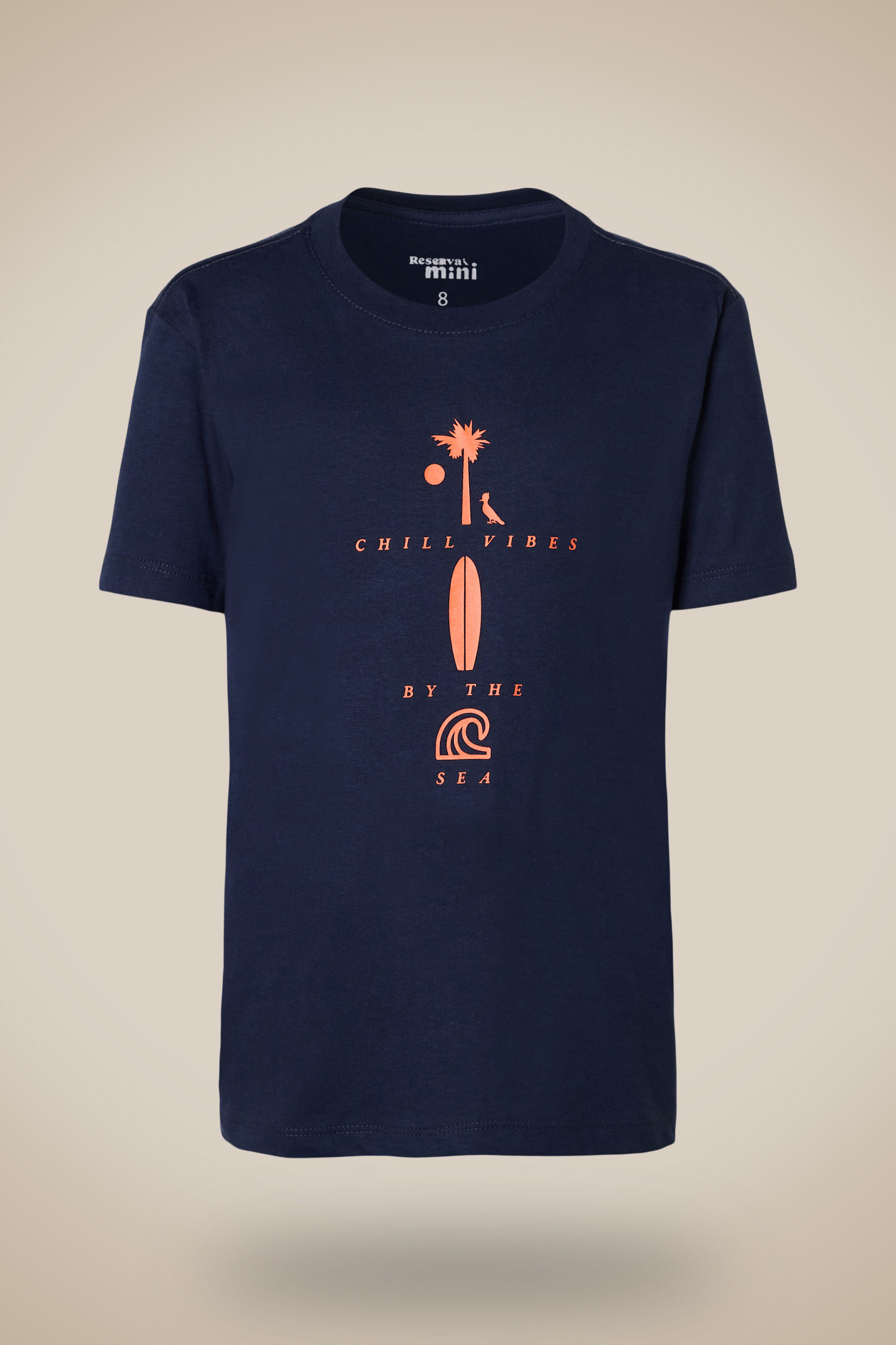 Camiseta Mini Estampa Chill Vibes, cor MARINHO