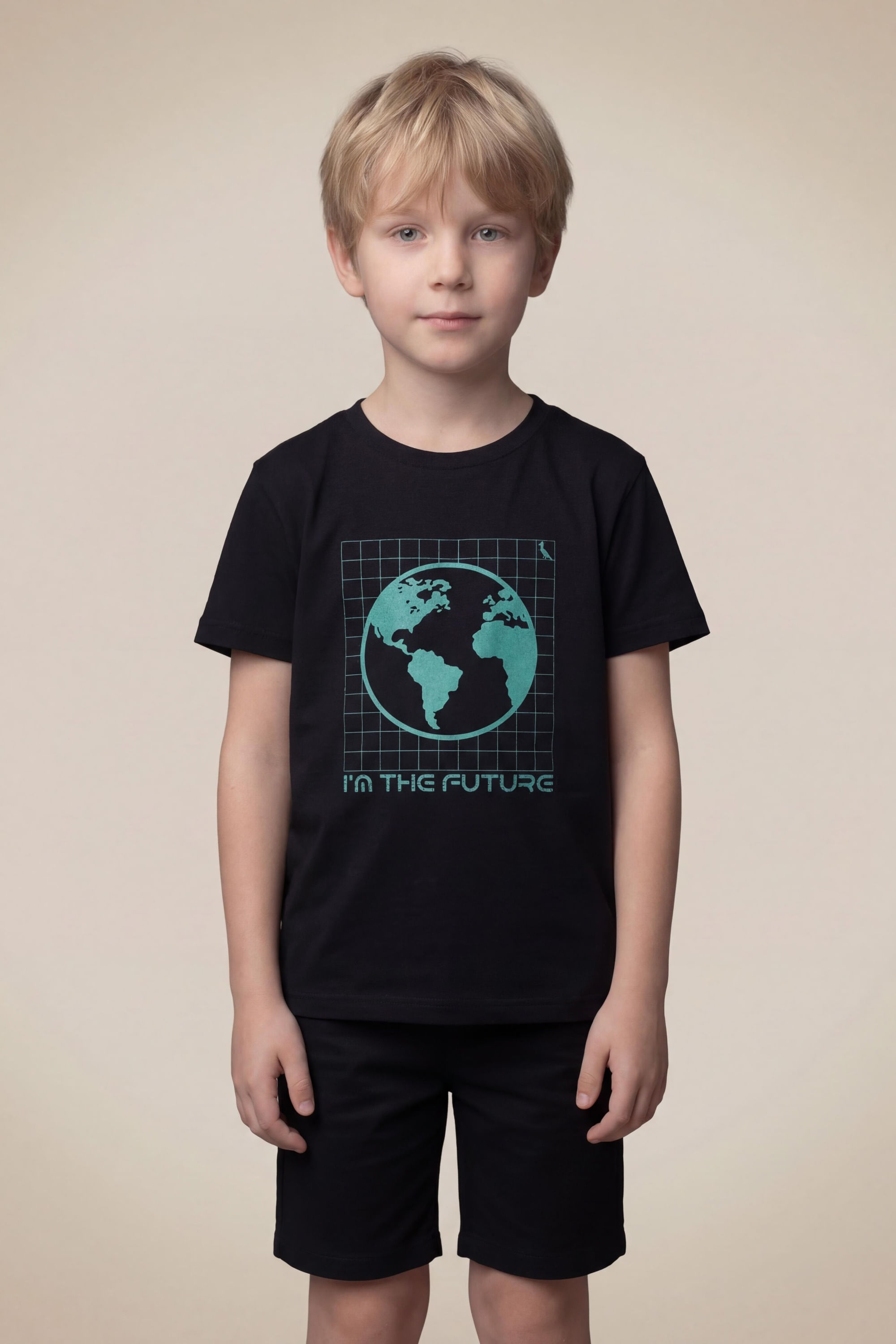 Camiseta Mini Est Earth System, cor PRETO