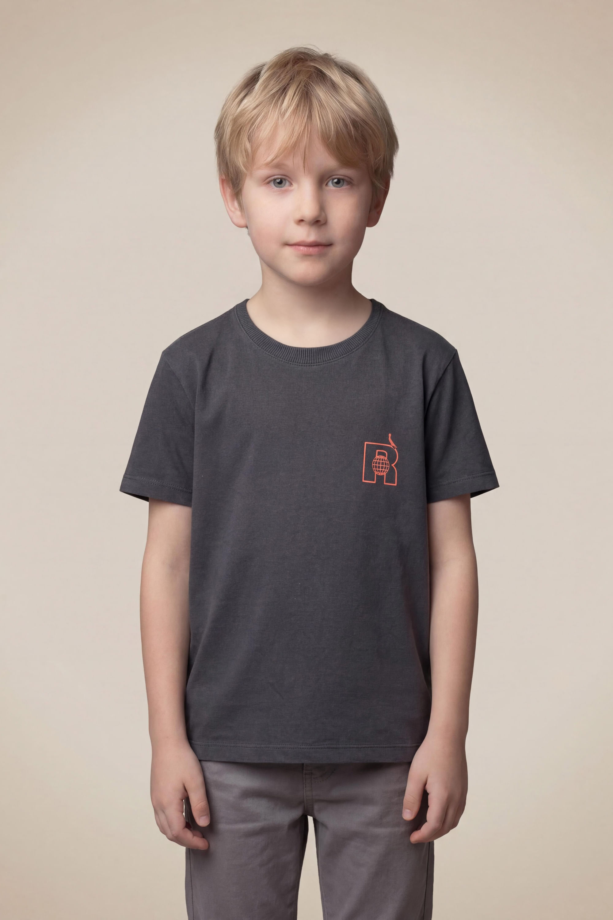 Camiseta Mini Est Reserva Universe, cor FULIGEM
