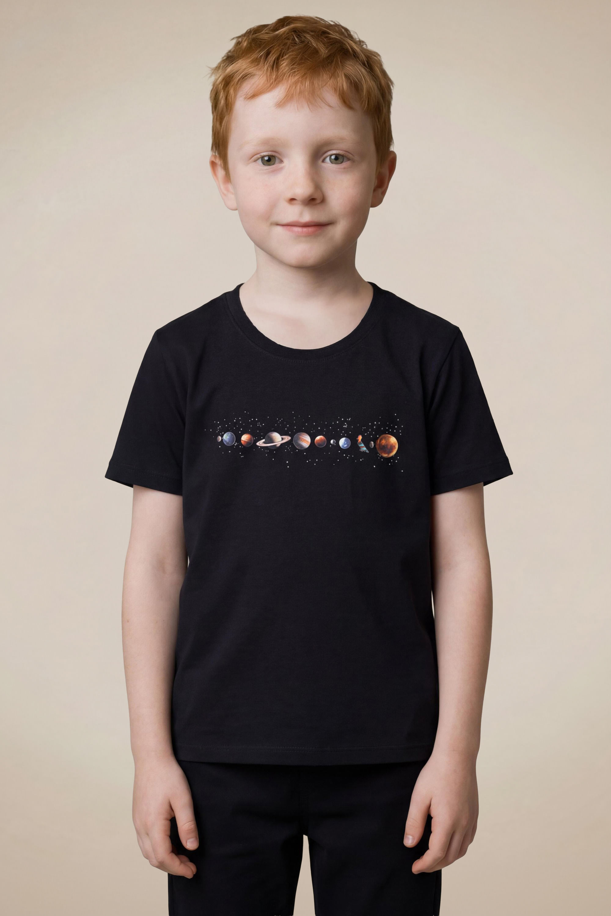 Camiseta Mini Est Solar Symphony, cor PRETO