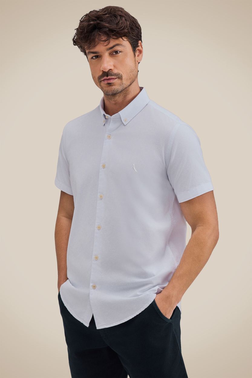 Camisa Mc Pf Oxford Color, cor BRANCO