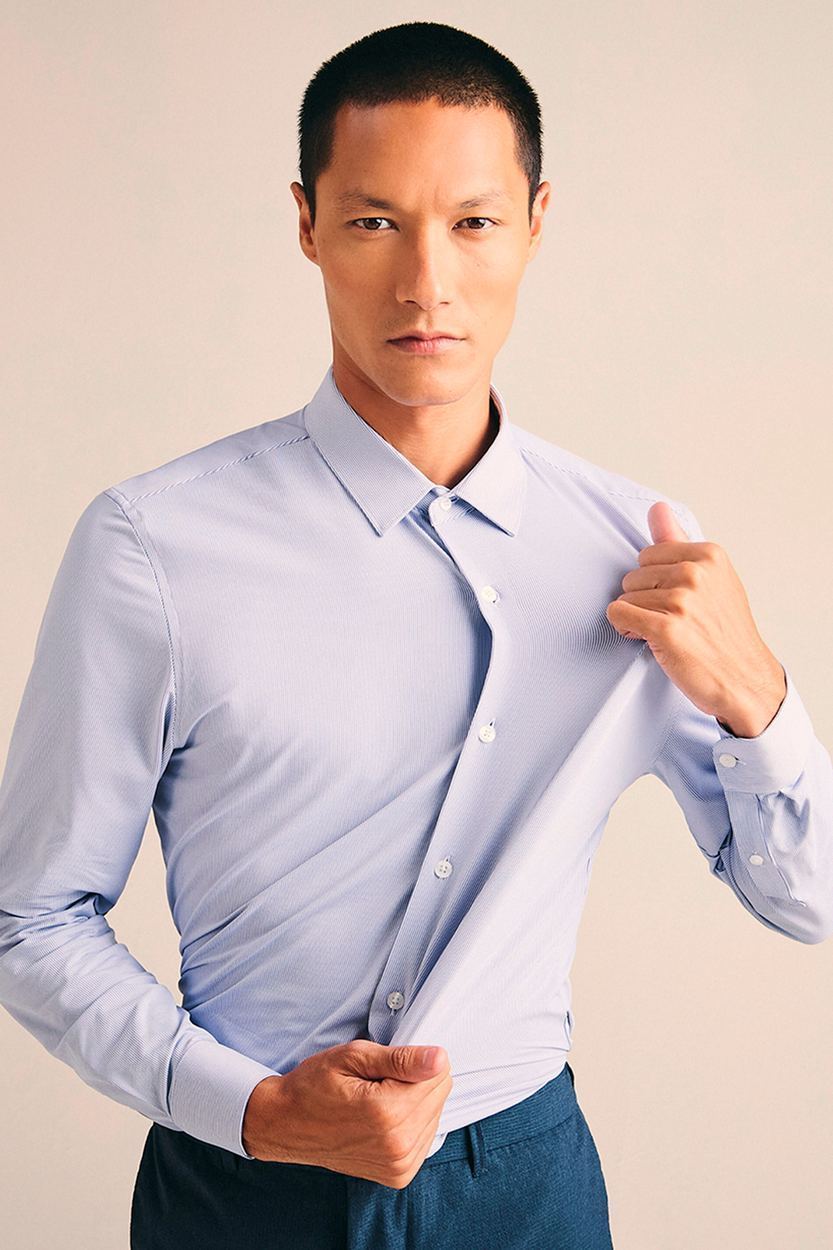 Camisa Ml Slim Malha Wave, cor AZUL CLARO