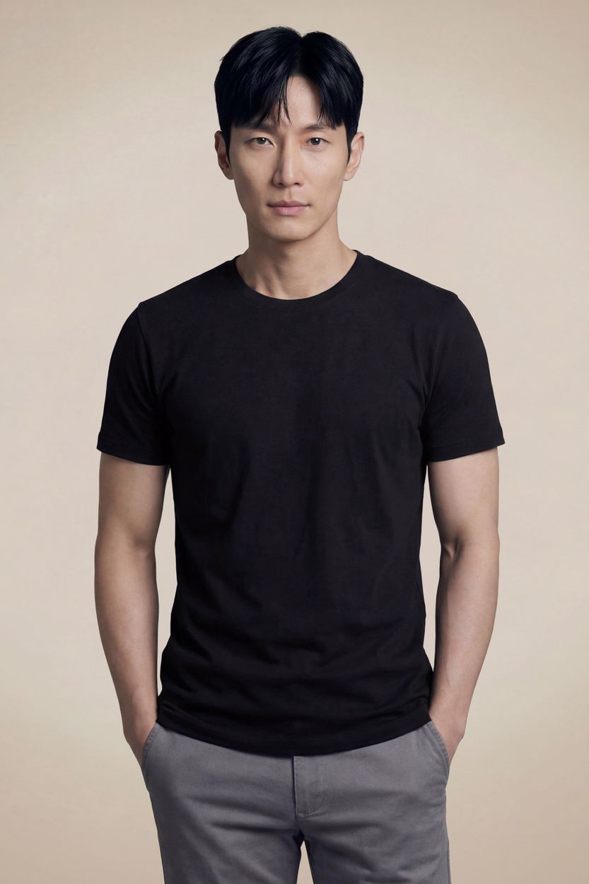 Camiseta Regular Cotton Comfort, cor PRETO