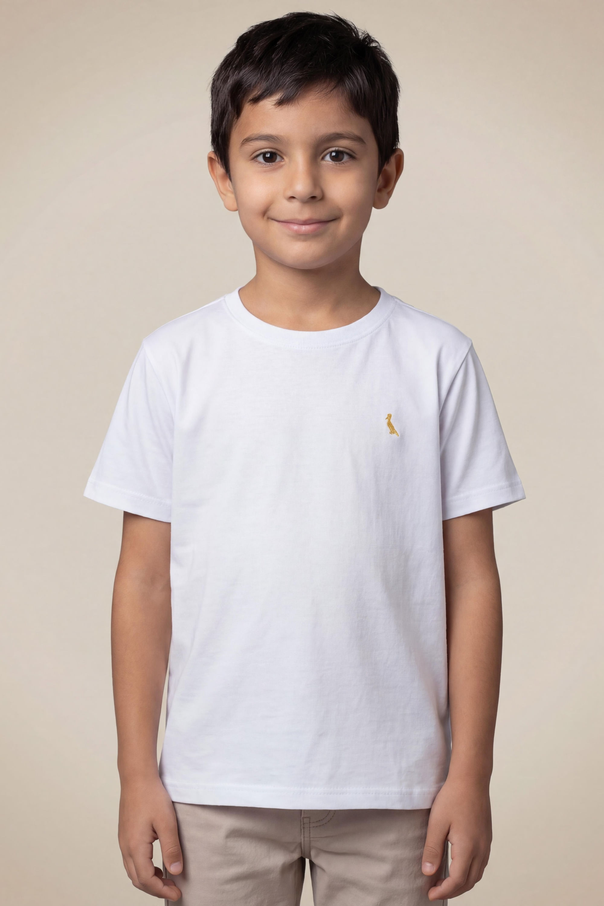 Camiseta Mc Mini Pica Pau Dourado, cor BRANCO