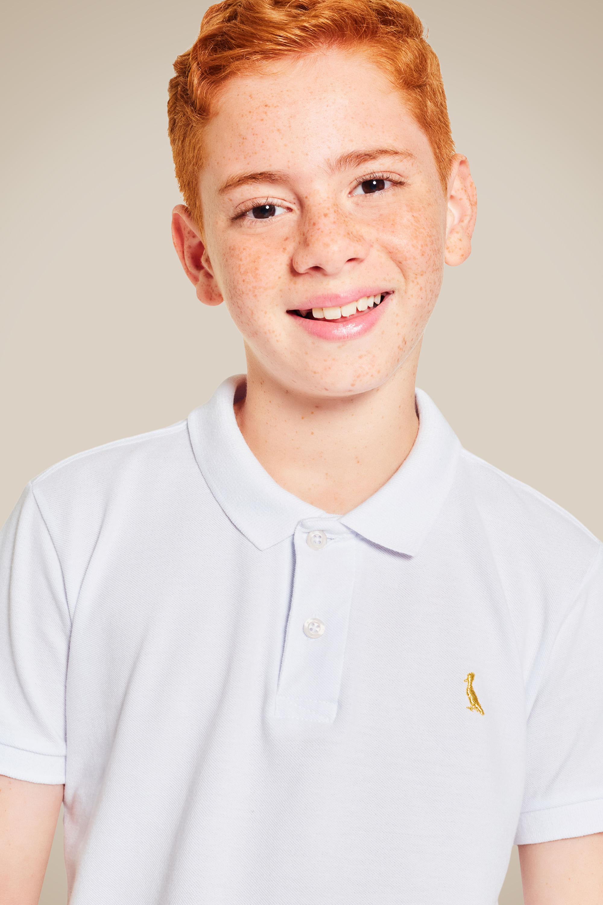 Polo Mc Mini Pica Pau Dourado, cor BRANCO