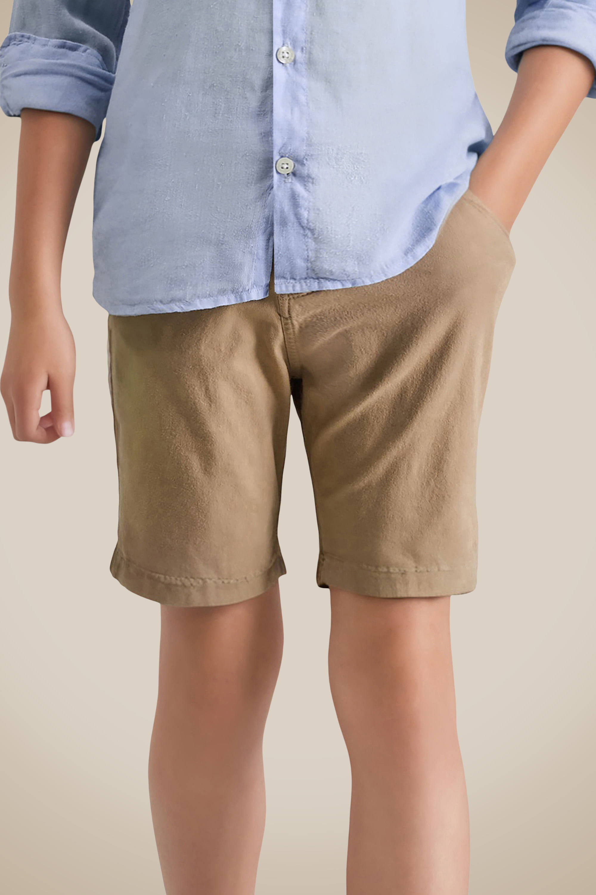 Bermuda Mini Sarja Alfaiataria, cor KHAKI