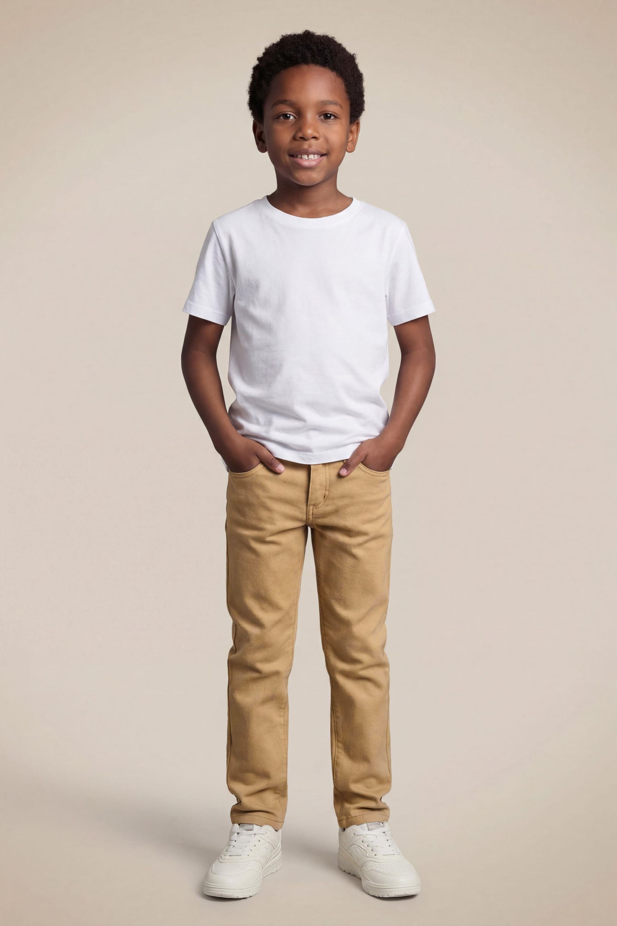 Calca Mini 5 Pockets Moletom, cor KHAKI ESCURO