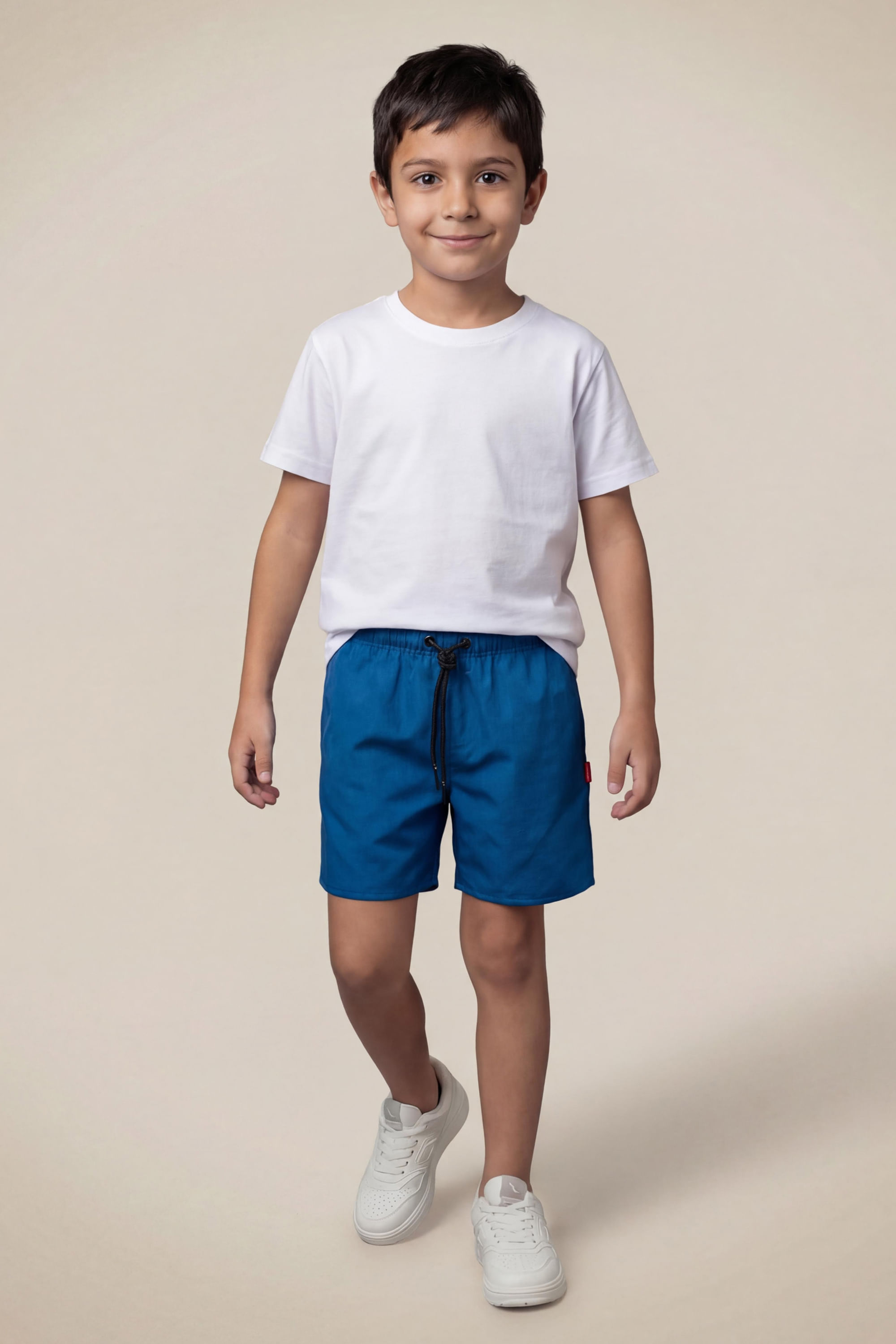 Short Mini Praia Magic Listra Bicolor, cor AZUL COBALTO