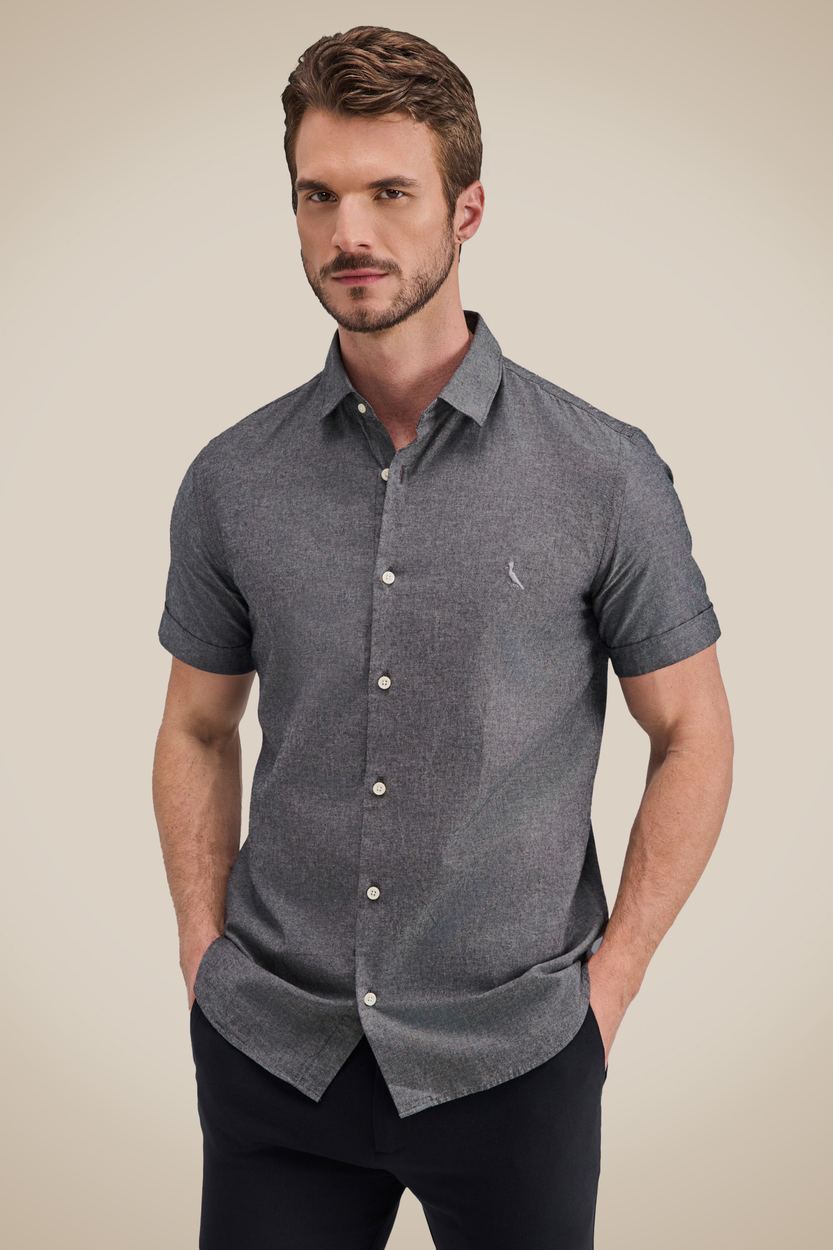 Camisa Mc Pf Oxford Color, cor PRETO